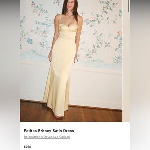 Reformation Butter Yellow Satin Gown